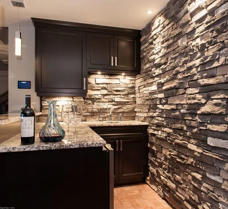 Кухня чем отделать стены недорого фото Stone Backsplash #Kitchenette #Bar #Harristone #Backsplash #HHDU