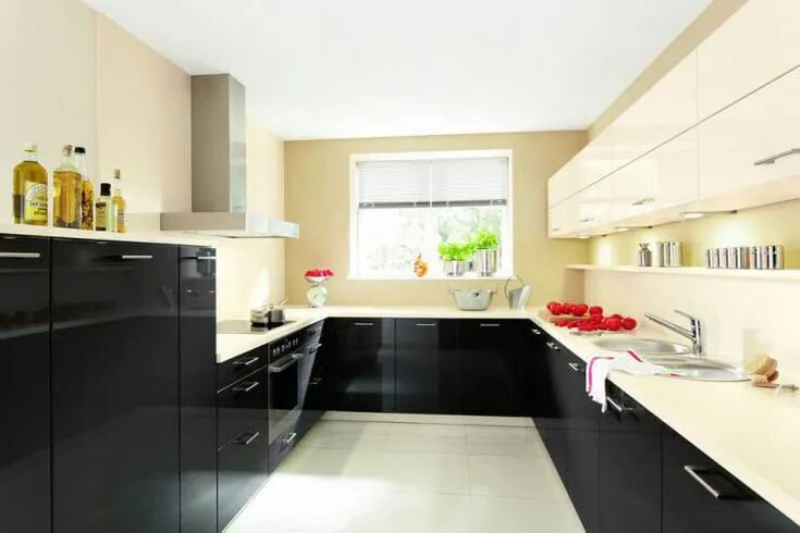 Кухня черно бежевая интерьер En Çok Tercih Edilen Mutfak Dolabı Renkleri 2024 " Dekordiyon Interior design ki