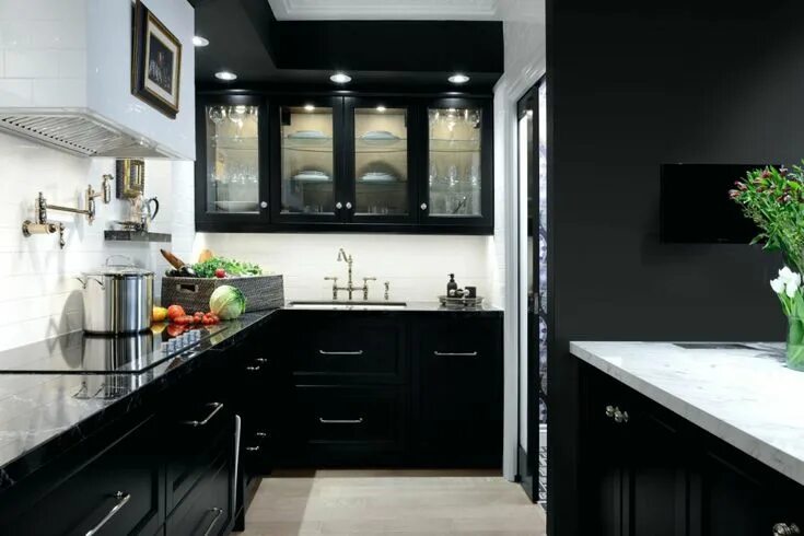 Кухня черно серая дизайн фото black farmhouse kitchen cabinets - Google Search Interior design kitchen, Black 
