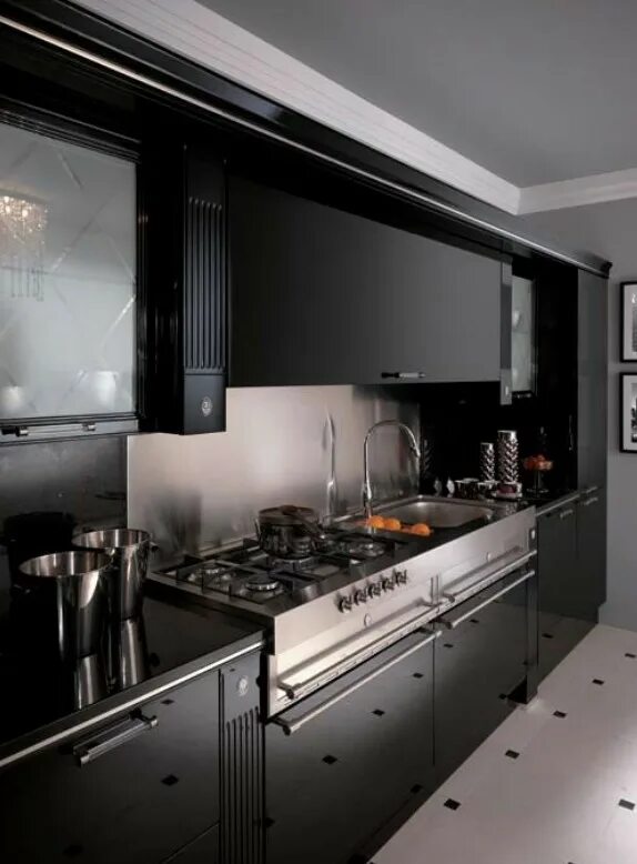 Кухня черно серая дизайн фото Итальянская кухня Baccarat 01 фабрики SCAVOLINI - Ital-Collection