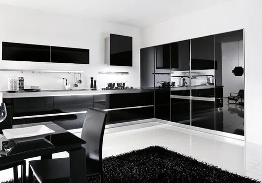 Кухня черно серая дизайн фото Кухня Алиот глянцевый пластик