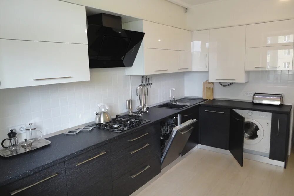 Кухня черный низ белый верх фото Белая кухня с черной столешницей на заказ)Киев, Вишневое, Софиевская Борщаговка 