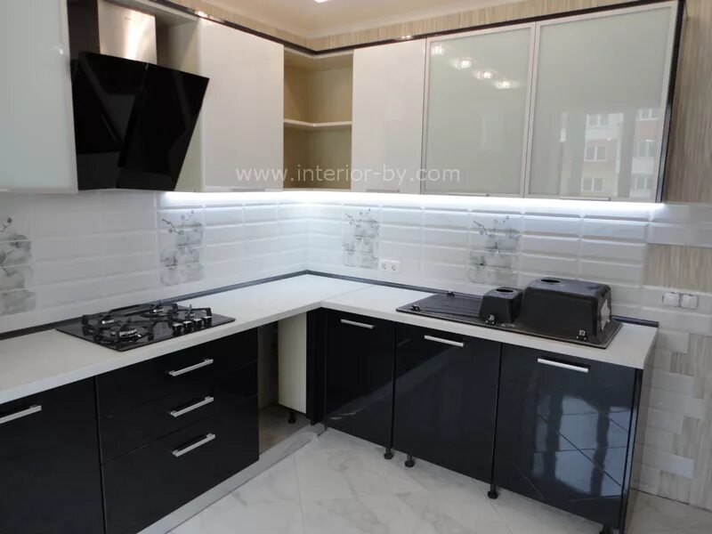 Кухня черный низ белый верх фото кухня краска бело-черная эксклюзивная окраска BLUM купить в Минске, Гомеле