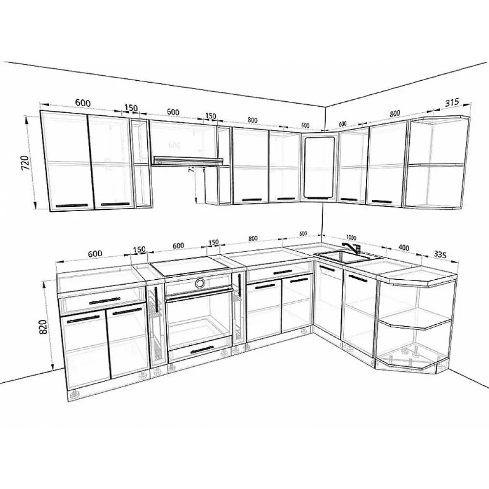 Кухня чертежи и схемы фото Купить Кухня Базис Комплектация 43 по выгодной цене в Москве и РФ Интернет-магаз