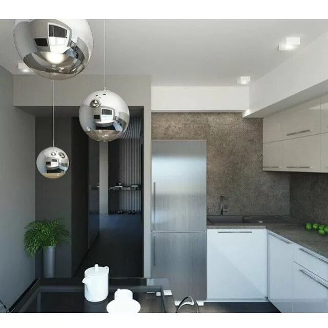 Кухня чешской планировки #3ккщербинка Пересмотрели немного потолки.#interiordesign #mirrorball #кухня #гл