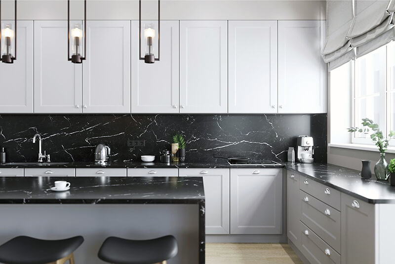 Кухня фартук интерьер Біла кухня - Дизайн і ідеї оформлення інтер'єру 65 Фото Laminate kitchen, Diy ki