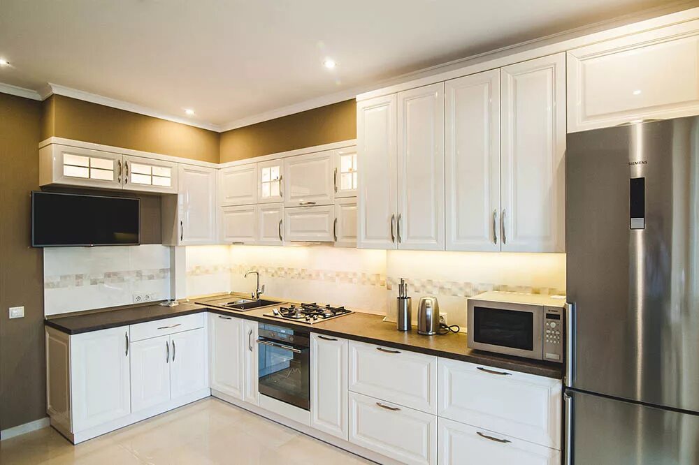 Кухня фасад фото цена Кухни на заказ с крашеными фасадами в Ярославле - Мебелеор