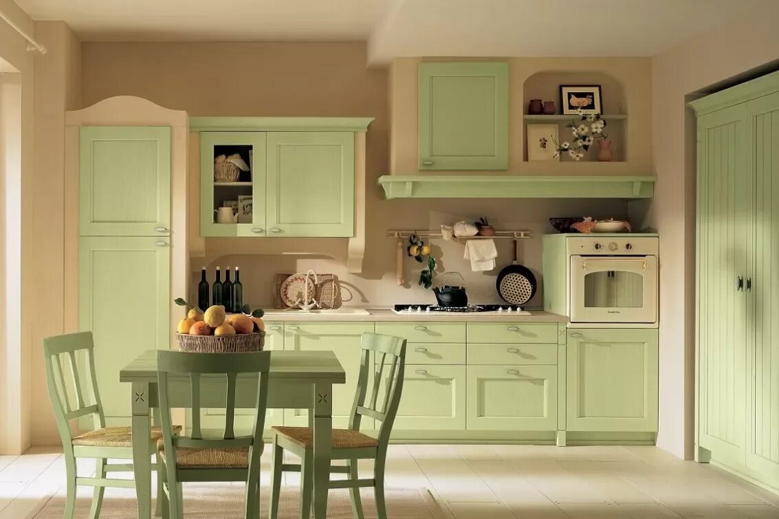 Кухня фисташка в интерьере фото Дизайн кухни в стиле Прованс в доме: фото интерьера Полезное от LORENA