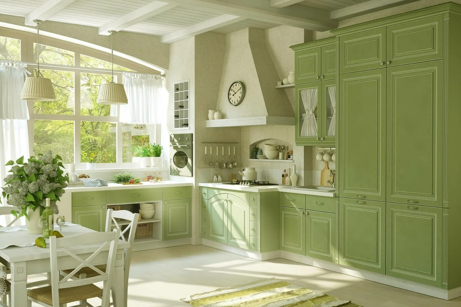 Кухня фисташкового цвета в интерьере фото Кухня Ассандх купить по цене 432 290 руб. с профессиональной сборкой и доставкой