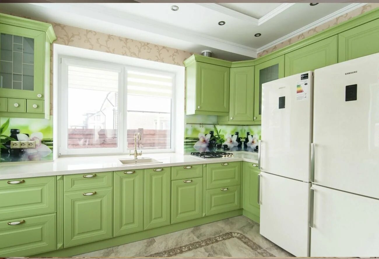 Кухня фисташкового цвета в интерьере фото Кухня фисташка дизайн - 69 фото