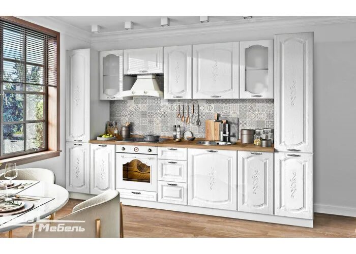 Кухня флора союз мебель фото в интерьере Кухня Мишель - Роялвуд белый - купить в Санкт-Петербурге: цена от 59 800р. в инт