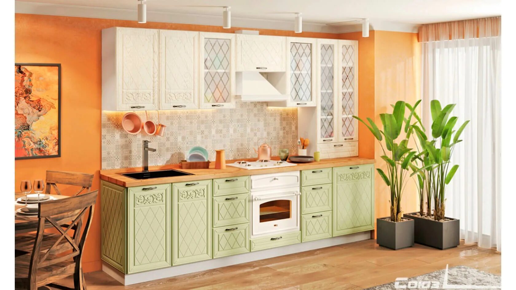 Кухня флора союз мебель фото в интерьере Кухня Флора покупайте по выгодным ценам Модульные Кухни Интернет-магазин Союз-ме