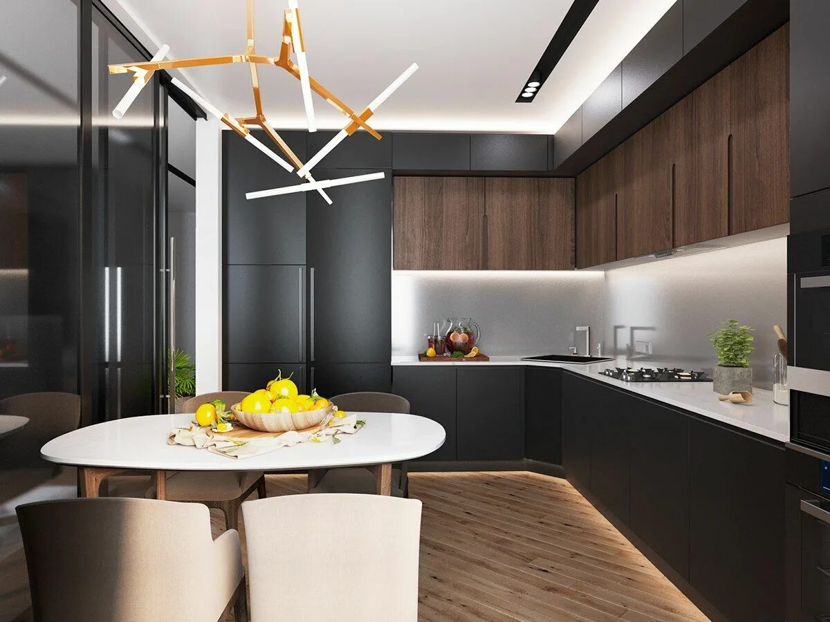 Кухня фото дизайн 2019 года новинки Luxury Styles: 6 Dark and Daring Interiors Small modern kitchens, Modern kitchen