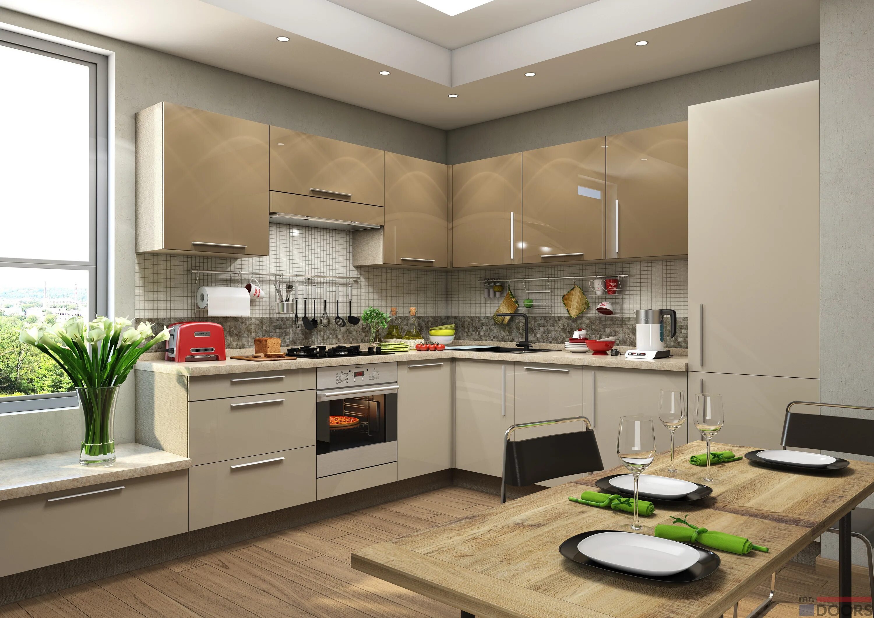 Кухня фото дизайн каталог цены Купить светло-кофейные кухни от производителя. Фабрика мебели Mr.Doors