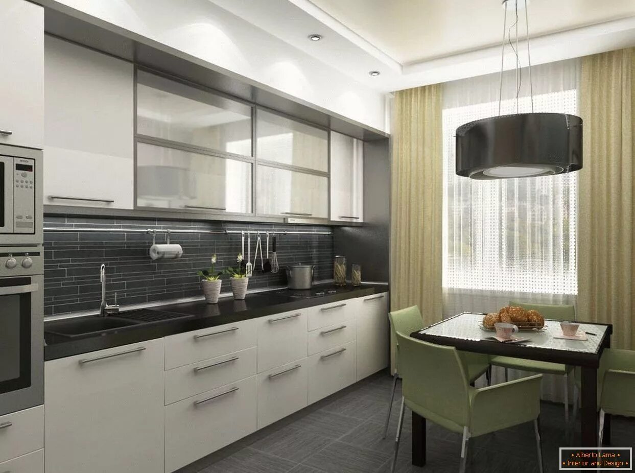 Кухня фото дизайн в квартире реальные Modern design of the kitchen 12 sq.m. m