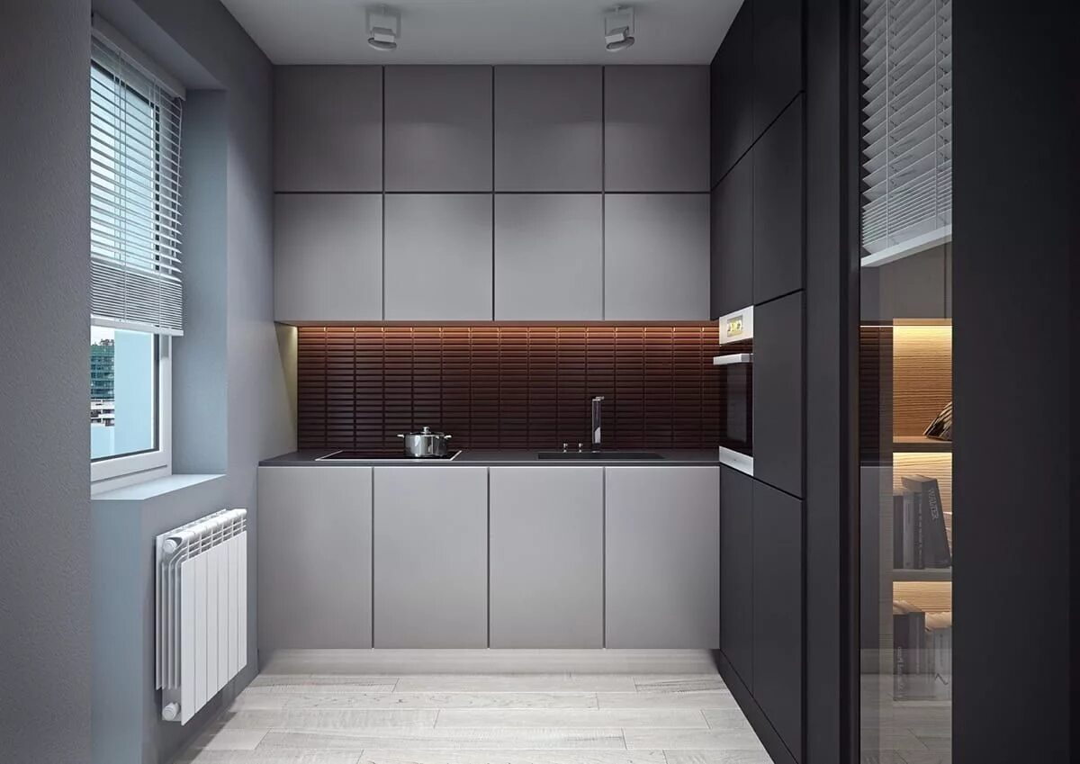 Кухня фото дизайн в квартире современные маленькие Дизайнерские решения для серой кухни + самые удачные цветовые сочетания Черный к