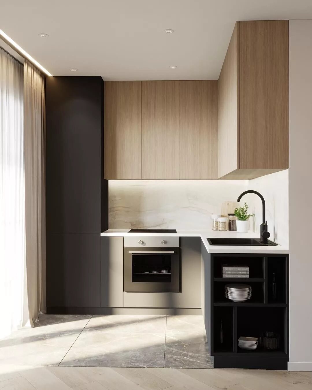 Кухня фото дизайн в квартире современные маленькие Épinglé sur Home Cuisine appartement, Cuisine moderne, Cuisine design moderne