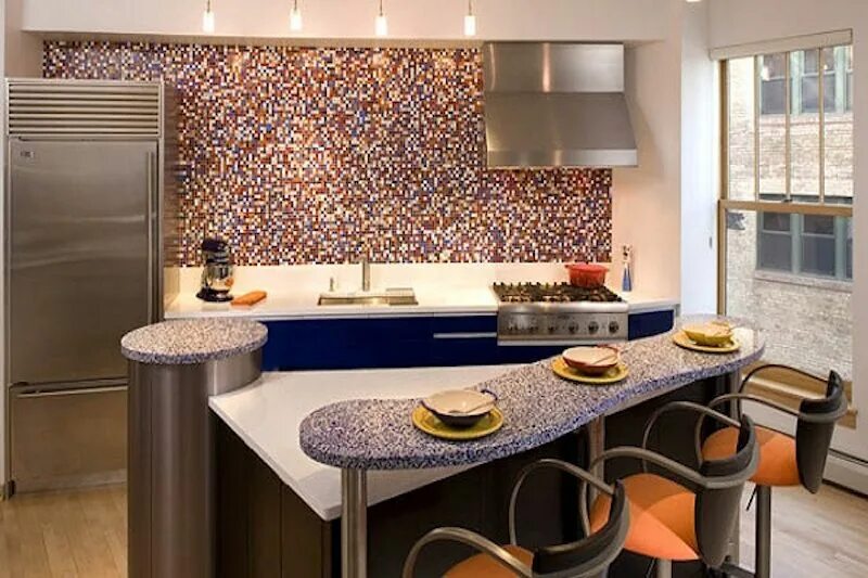 Кухня фото интерьер мозаика Colorful Mosaic Tile Design For Modern Kitchen Modern kitchen, Modern kitchen im