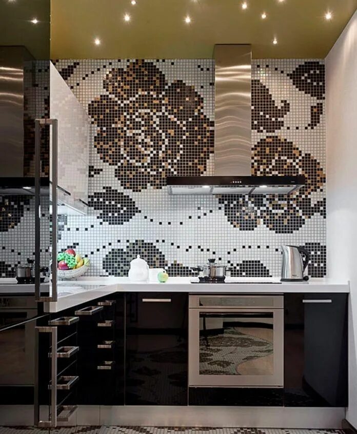 Кухня фото интерьер мозаика Фартук для кухни из плитки Интерьер, Дизайн ванной комнаты, Плитка