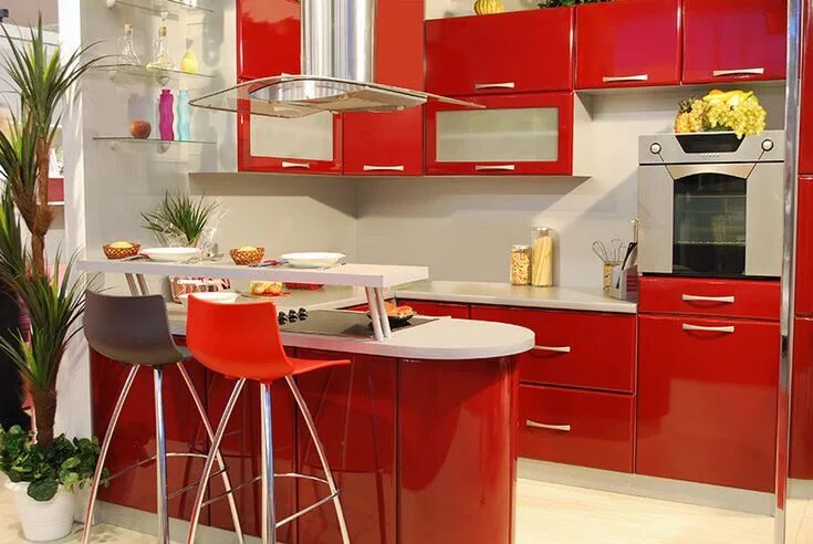 Кухня фото левы Cores para Cozinha: que cores usar e suas combinações Red kitchen cabinets, Kitc