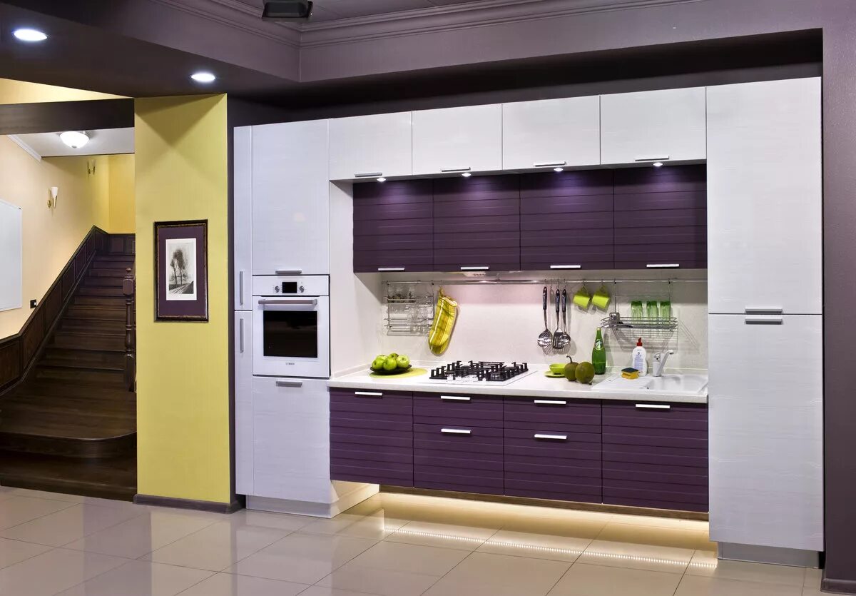 Кухня фото пермь Кухня Атланта с подсветкой и рельефными фасадами КухниСпаркс ⭐