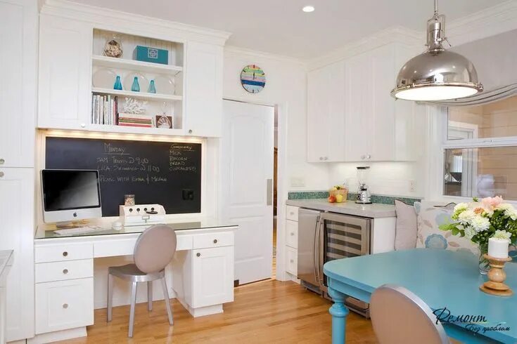 Кухня фото рабочая зона дизайн Компьютер на кухне: расположение, выбор места, интерьер и дизайн на фото Kitchen
