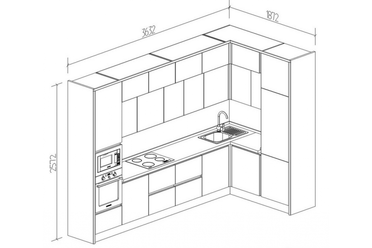Кухня фото размер цена Размеры угловых гарнитуров кухни