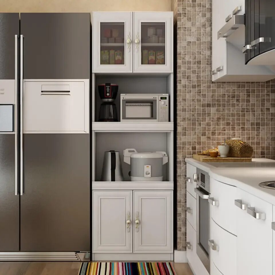 Кухня фото шкафчики Пенал под духовку и микроволновку