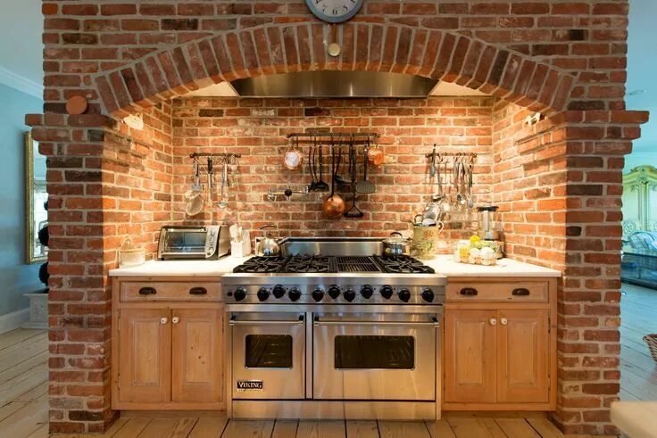 Кухня фото стена из кирпича What You Get for $2 Million (Published 2017) Brick kitchen, Rustic kitchen desig