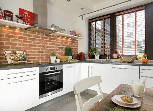 Кухня фото стена из кирпича kafelki do kuchni na ścianę - Szukaj w Google Kitchen inspirations, Kitchen cabi