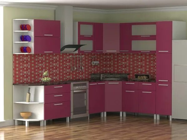 Кухня фото цены смоленск Кухня МДФ "Брусничный металлик"