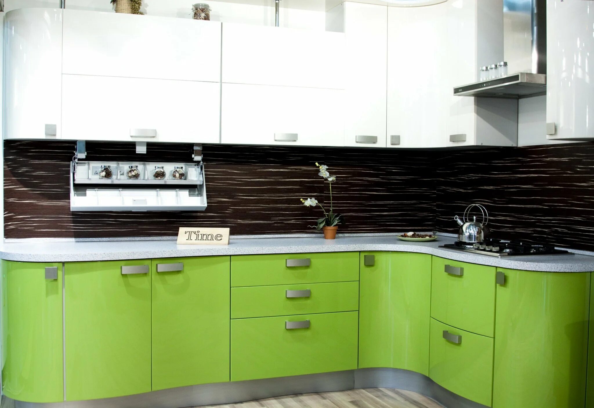Кухня фото зеленый низ Кухня зеленый низ белый верх - 65 фото