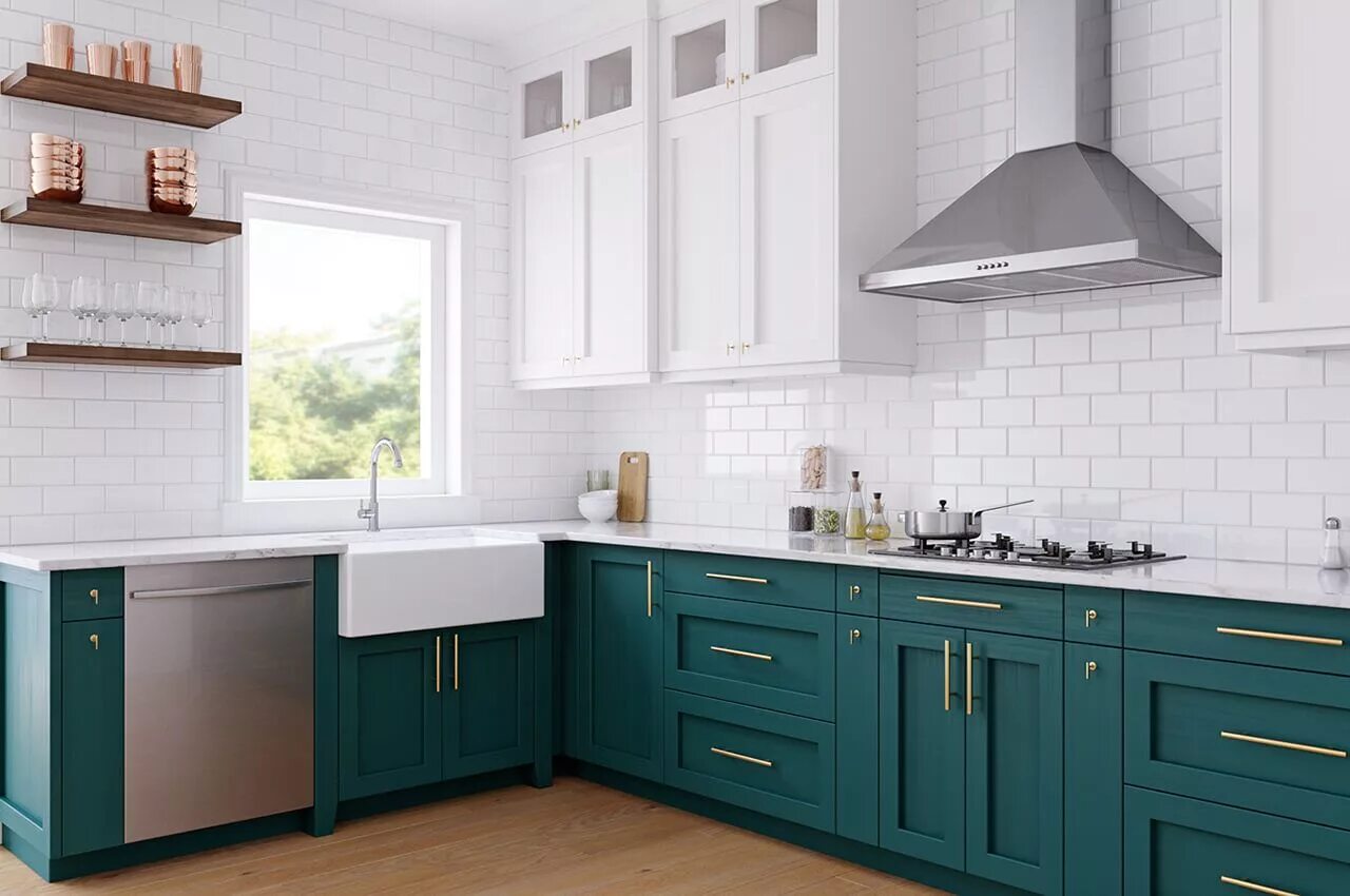 Кухня фото зеленый низ Кухни на заказ: Кухня Гримстад