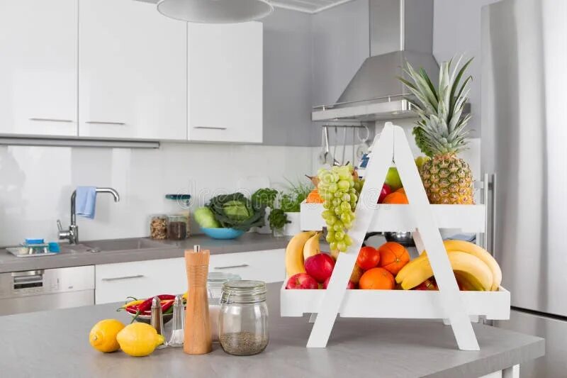Кухня фрукты фото Fresh Fruits on Table in the Kitchen Stock Image - Image of grape, overweight: 3