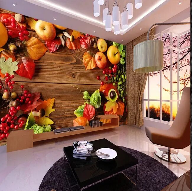 Кухня фрукты фото Большие деревянные овощи и фрукты обои роспись 3d фото роспись для кухни фрукты 