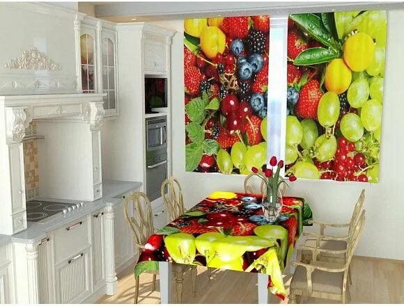 Кухня фрукты фото Фотошторы для кухни Фруктовый бриз
