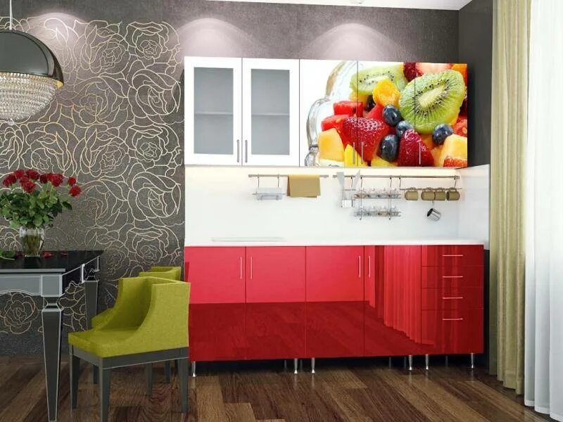 Кухня фрукты фото Кухонный гарнитур прямой Лайм МДФ Калина купить в Улан-Удэ цена