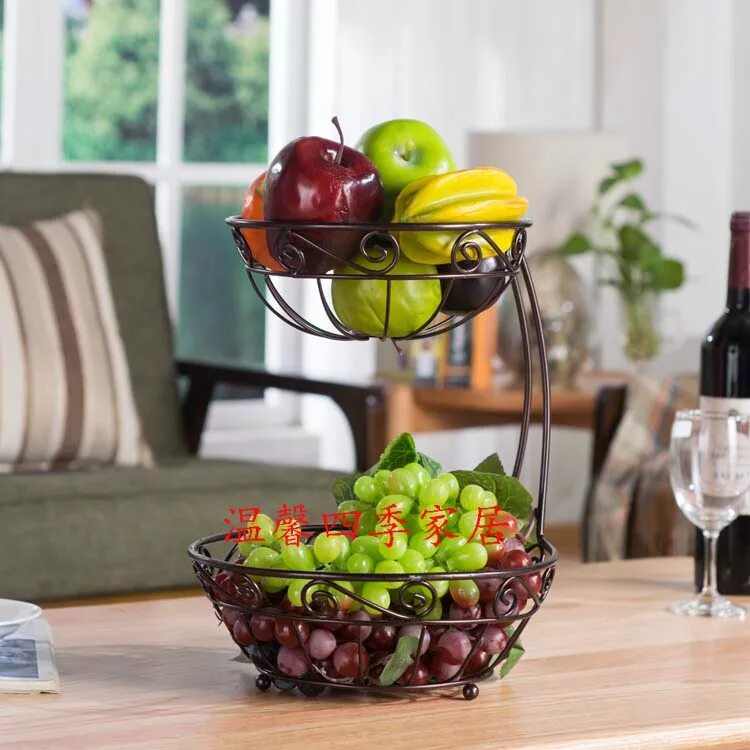 Кухня фрукты фото Source Steel Fruit Basket Stand Bowl Server 2-Tier 2-tier iron fruit basket on m