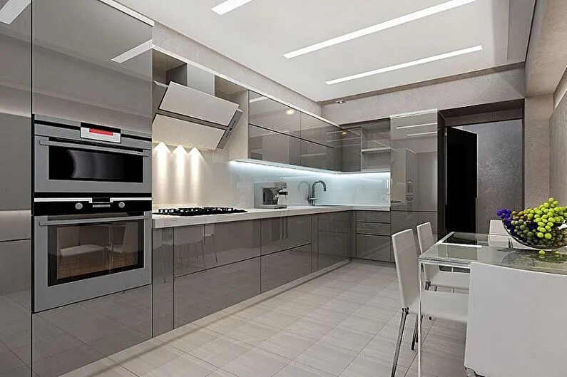 Кухня хай тек дизайн Очень красивая серая кухня #Угловые@project_kuhni #Большие@project_kuhni 2018 Ку