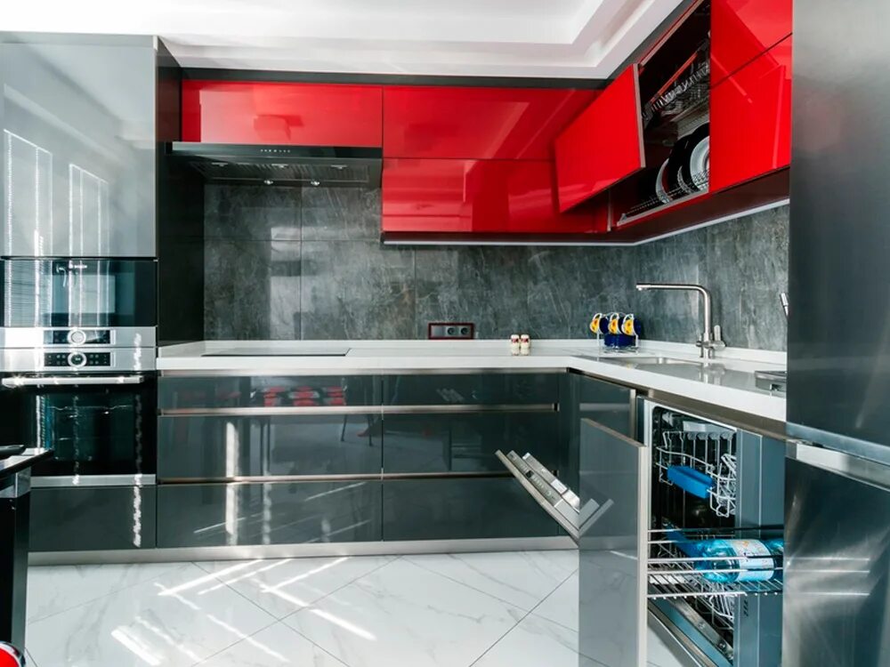 Кухня хай тек фото интерьер Кухня хай-тек: 45 фото интерьеров лучших современных кухонь