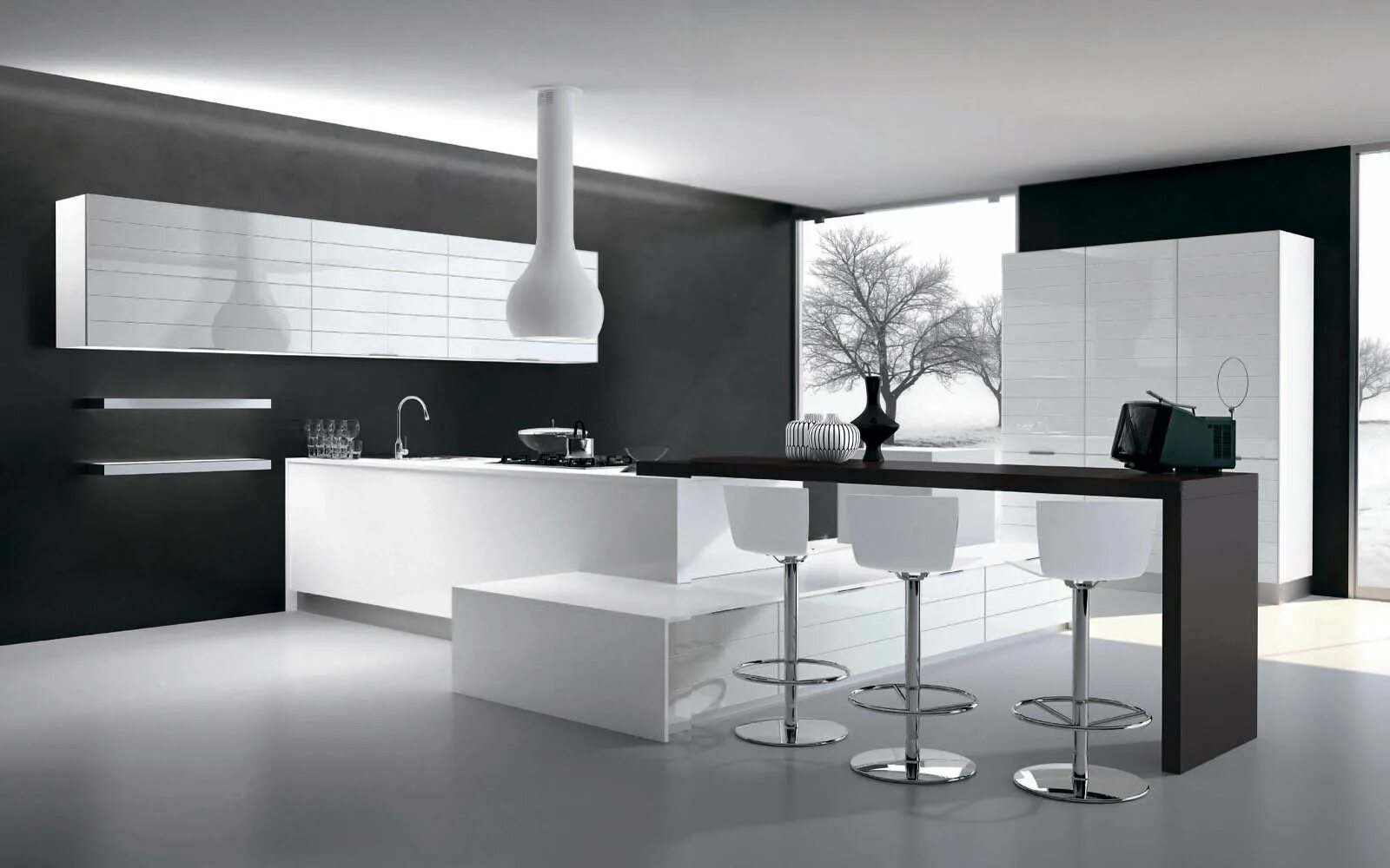 Кухня хай тек фото интерьер Кухня Vitra с крашенным гладким стеклом Itacom