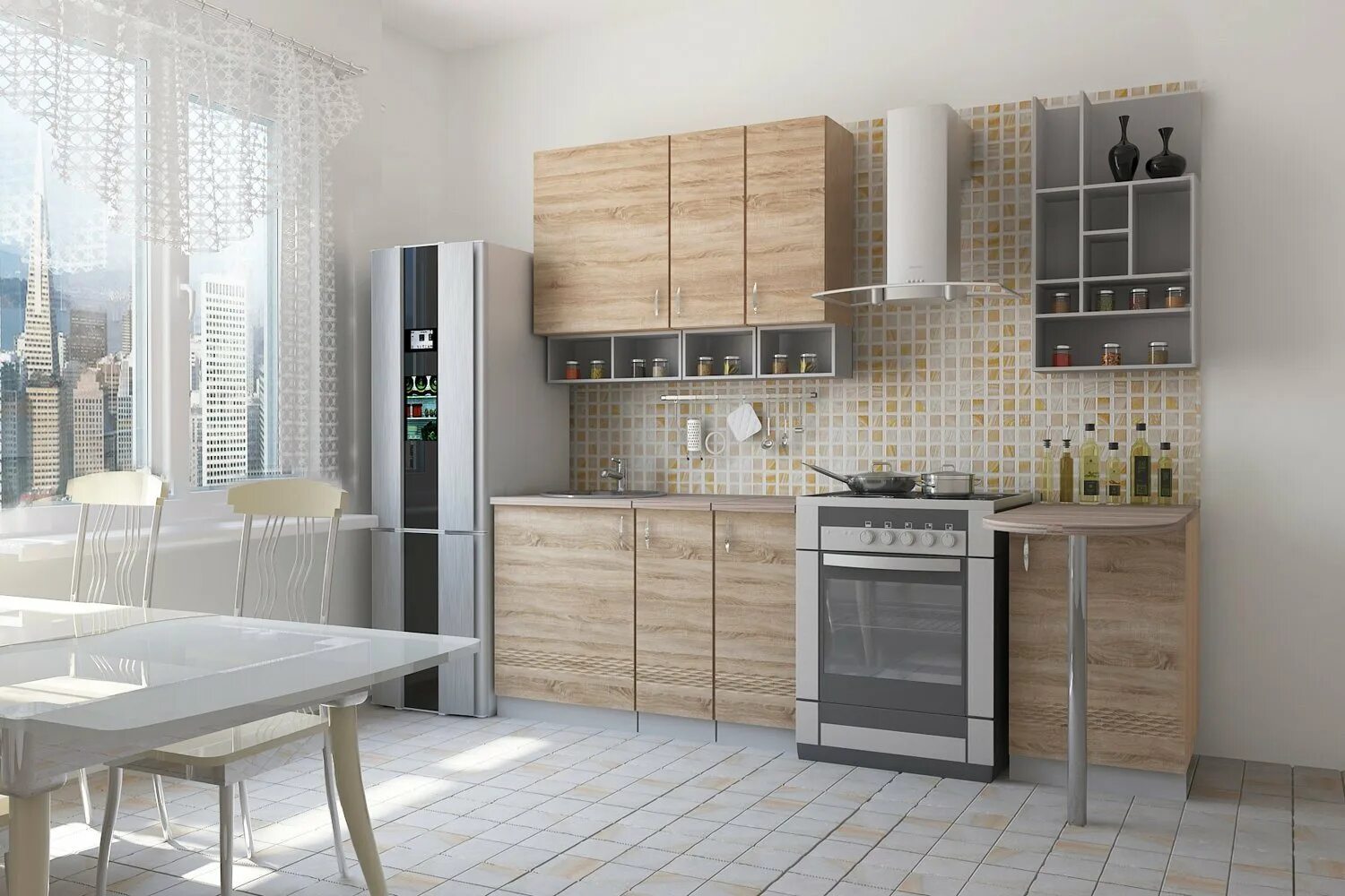 Кухня хлоя хофф фото в интерьере Кухонный гарнитур Милан-8 170х220х60 см, цвет корпус - мадейра, фасад - ясень св