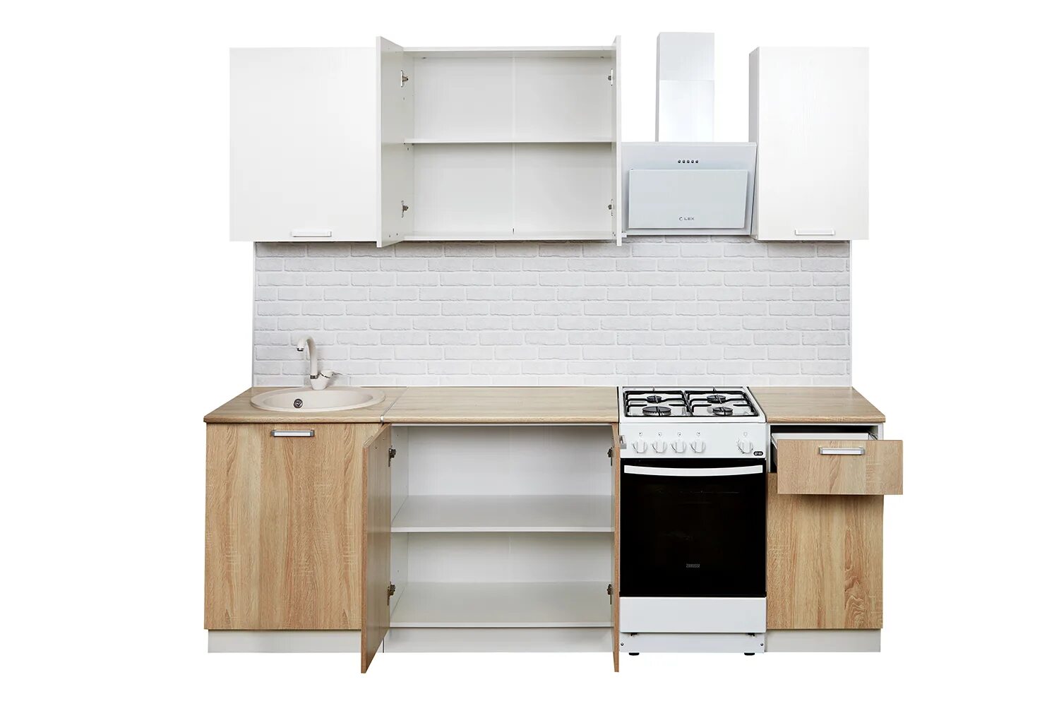 Кухня хлоя хофф фото в интерьере Кухонный гарнитур Лион 1,8 м 180х210х60 см, цвет корпус - белый, фасад - белый, 