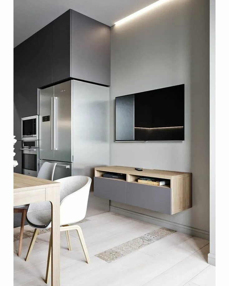 Кухня переходящая в гостиную дизайн фото Photo by Студия Дизайна Интерьера on June 05, 2018. На изображении может находит