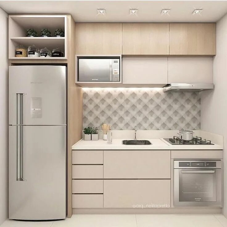 Кухня планировка и дизайн фото с холодильником Cozinha pequena Kitchen remodel small, Interior design kitchen, Tiny kitchen des