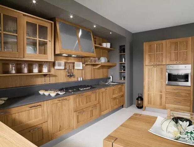 Кухня под дерево интерьер дизайн фото Кухни из шпона купить в Москве по низкой цене