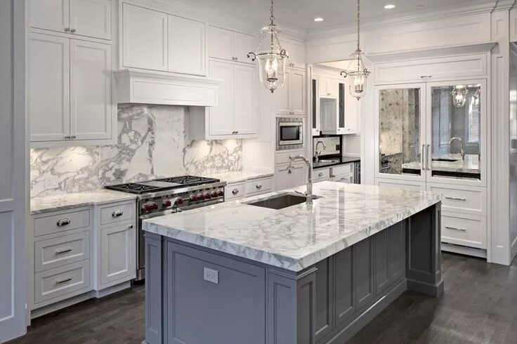 Кухня под мрамор дизайн фото 63 Beautiful Traditional Kitchen Designs with White and Gray Tones