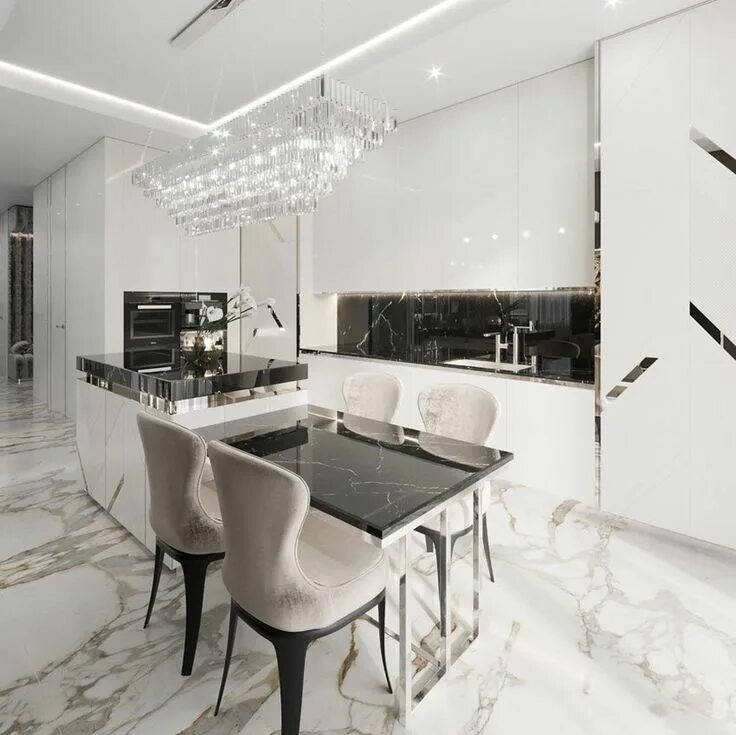 Кухня под мрамор дизайн фото КУХНИ И МЕБЕЛЬ НА ЗАКАЗ МОСКВА в Instagram: "Нейтральный белый цвет всегда был с