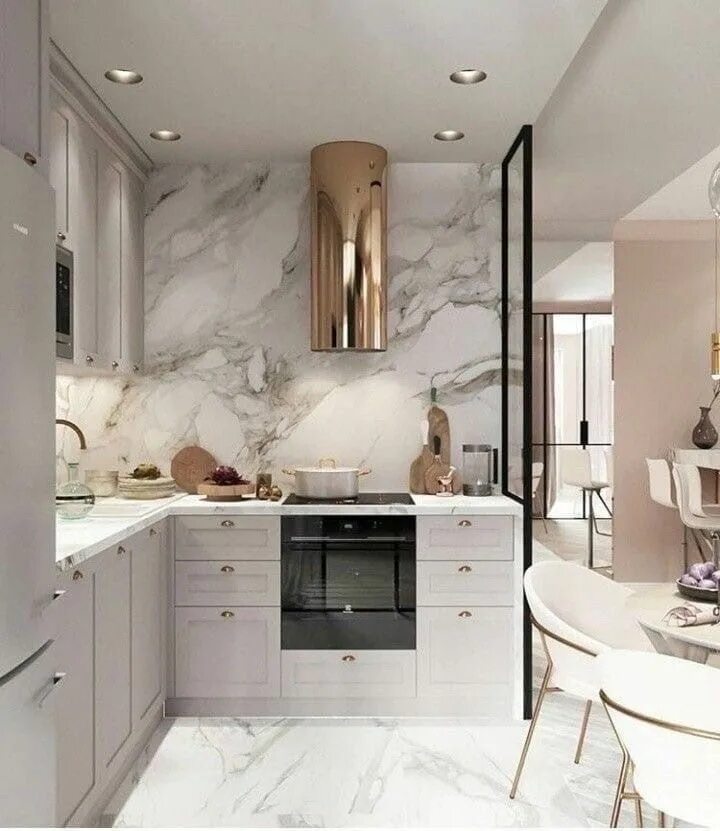 Кухня под мрамор дизайн фото в интерьере Начать с нуля. (Секрет небес) Modern kitchen design, Interior design kitchen, Ki