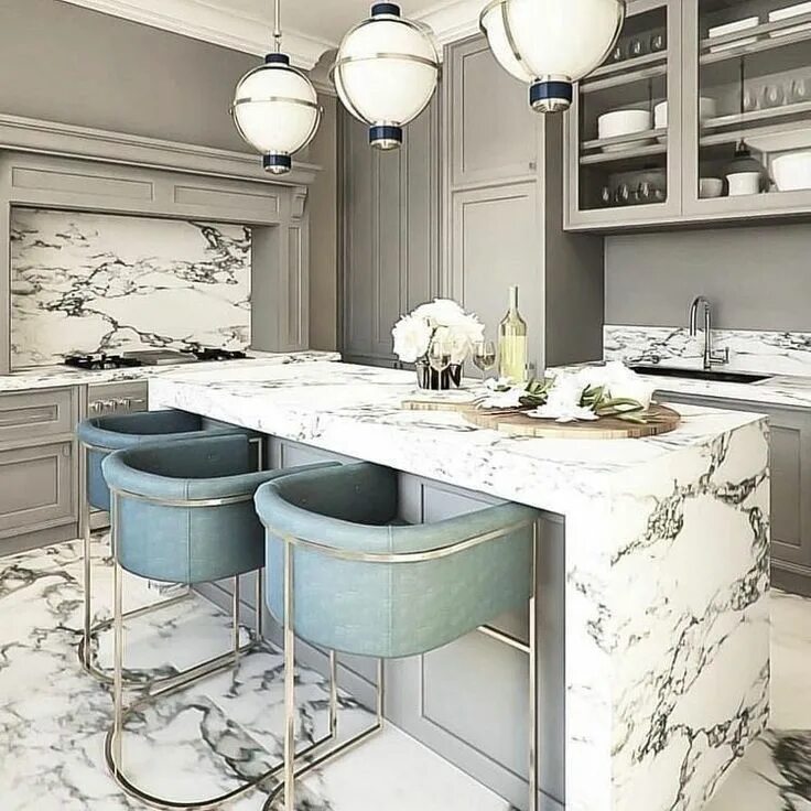 Кухня под мрамор фото в интерьере Pin on Kitchen, pantry, butlers 2